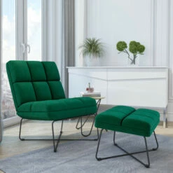 Flash Sale ✨ Carson Carrington Pama Modern Armless Chair And Ottoman Emerald Green 🤩 -Carson Carrington Sales unnamed file 8485