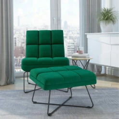 Flash Sale ✨ Carson Carrington Pama Modern Armless Chair And Ottoman Emerald Green 🤩 -Carson Carrington Sales unnamed file 8488
