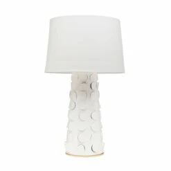 Discount 😍 Carson Carrington Gisbo 1-light White And Gold Leaf Table Lamp 👍