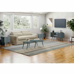 Hot Sale ✨ Carson Carrington Shorewood 4-Piece Mid Century Modern End Tables With Doors, Nesting Cocktail Table And Entertainment Cabinet Natural 🌟