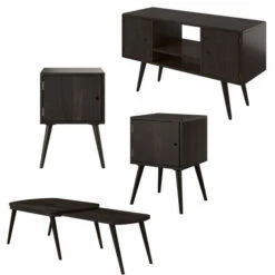 Hot Sale ✨ Carson Carrington Shorewood 4-Piece Mid Century Modern End Tables With Doors, Nesting Cocktail Table And Entertainment Cabinet Natural 🌟 -Carson Carrington Sales unnamed file 8634