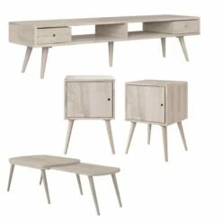 Budget 🔥 Carson Carrington Shorewood 4-Piece Mid Century Modern Square End Tables, Nesting Cocktail Table And TV Stand Natural 😀 -Carson Carrington Sales unnamed file 8678