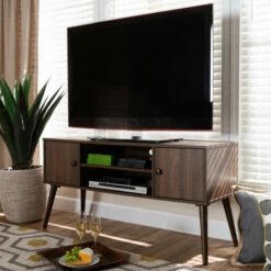 New 😀 Carson Carrington Batnaset Mid-century Modern 2-door TV Stand ⌛