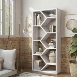 Discount 🥰 Carson Carrington Hogfors Modern 9-shelf Display Bookcase Black/dark Walnut 🔥