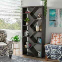 Discount 🥰 Carson Carrington Hogfors Modern 9-shelf Display Bookcase Black/dark Walnut 🔥 -Carson Carrington Sales unnamed file 8809