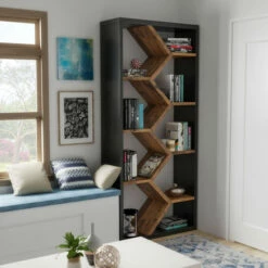 Discount 🥰 Carson Carrington Hogfors Modern 9-shelf Display Bookcase Black/dark Walnut 🔥 -Carson Carrington Sales unnamed file 8810