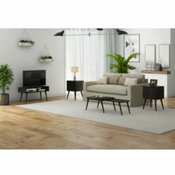 Buy ❤️ Carson Carrington Shorewood 4-piece Mid Century Modern End Tables With Doors, Nesting Cocktail Table And TV Stand Natural 😍