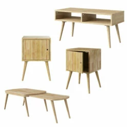 Buy ❤️ Carson Carrington Shorewood 4-piece Mid Century Modern End Tables With Doors, Nesting Cocktail Table And TV Stand Natural 😍 -Carson Carrington Sales unnamed file 8837