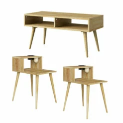 Flash Sale 🛒 Carson Carrington Shorewood 3-Piece Mid Century Modern End Tables With Shelves And TV Stand White Wash ✨ -Carson Carrington Sales unnamed file 8852