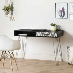 Buy 🌟 Carson Carrington Hurup Chevron Entryway Table/Desk Black 😉