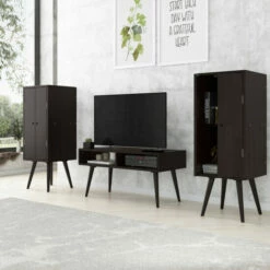 Budget 🥰 Carson Carrington Shorewood 3-Piece Mid Century Modern Wood Vertical Chests And TV Stand Dark Brown ❤️ -Carson Carrington Sales unnamed file 8902