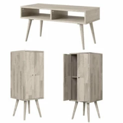 Budget 🥰 Carson Carrington Shorewood 3-Piece Mid Century Modern Wood Vertical Chests And TV Stand Dark Brown ❤️ -Carson Carrington Sales unnamed file 8905