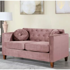 Best Sale 😍 Carson Carrington Salsater Velvet Classic Loveseat Pink ⌛ -Carson Carrington Sales unnamed file 8918