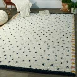 Best deal 🤩 Carson Carrington Isleryd Abstract Polka Dot Moroccan Shag Area Rug Navy 😍