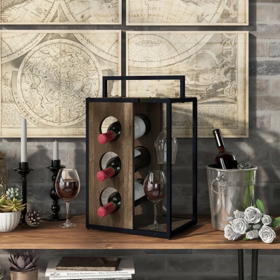 Best Sale ❤️ Carson Carrington Aberdour Rustic Reclaimed Oak Wine Rack ⭐ 3 Best Sale ❤️ Carson Carrington Aberdour Rustic Reclaimed Oak Wine Rack ⭐