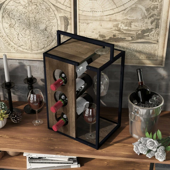 Best Sale ❤️ Carson Carrington Aberdour Rustic Reclaimed Oak Wine Rack ⭐ 5 Best Sale ❤️ Carson Carrington Aberdour Rustic Reclaimed Oak Wine Rack ⭐ - Image 3