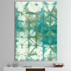 Wholesale ⭐ Carson Carrington Jamtbo 'Turquoise Watercolor Geometrical III' Gallery-wrapped Canvas - Blue 🔔