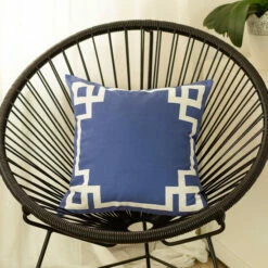Deals 🧨 Carson Carrington Geometric Blue And White 18-inch Throw Pillow Cover ⭐