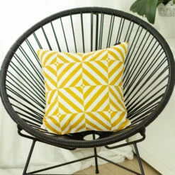Wholesale 🎉 Carson Carrington Geometric Yellow Diagram 18-inch Throw Pillow Cover ❤️
